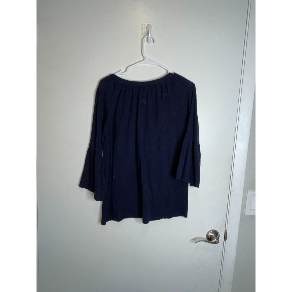 Lilly Pulitzer Navy Blue 3/4 Sleeve Button-Front Top Size M - Picture 6 of 10